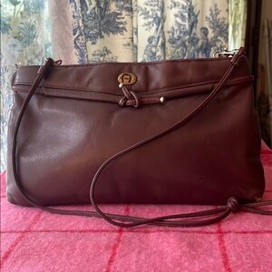 Etienne Aigner Brown Leather Crossbody Bag with Gold Clasp